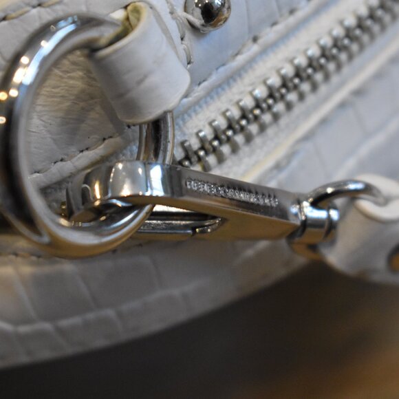 Rebecca Minkoff White Kate Circle Unique Crossbody Leather Bag with top handle - Picture 3 of 16